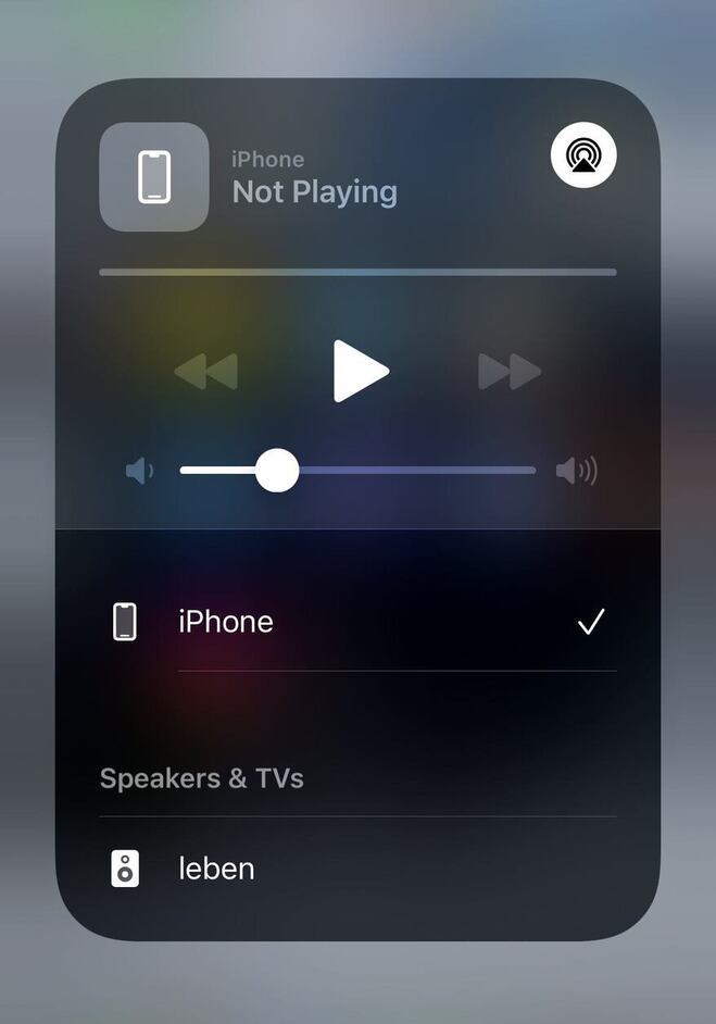 A screenshot of my iPhone's sound picker, with the Pi as an option.