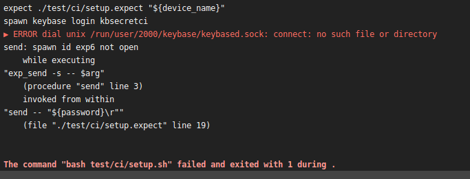 Keybase on the CI, failure 1