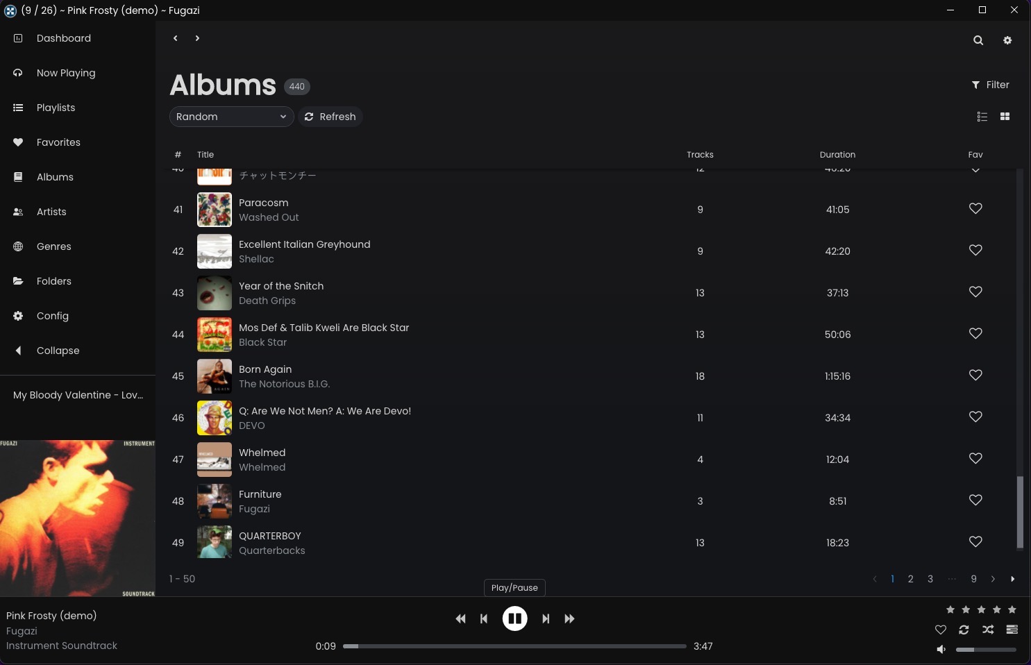 A screenshot of Sonxid, showing the "Random Albums" view